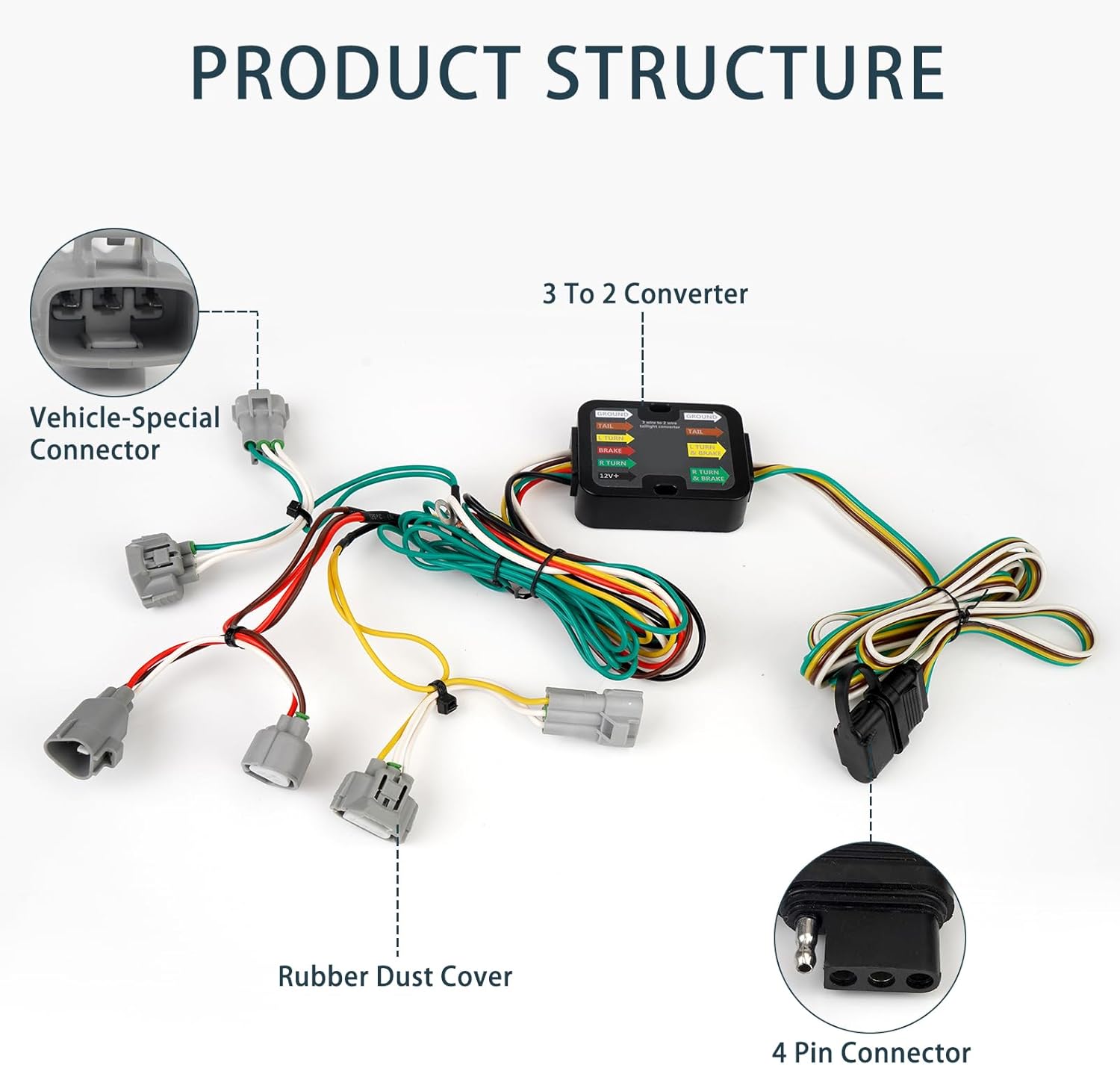 4 Pin Trailer Wiring Harness Compatible with Toyota Tacoma 2016-2023 Replacement for 56349