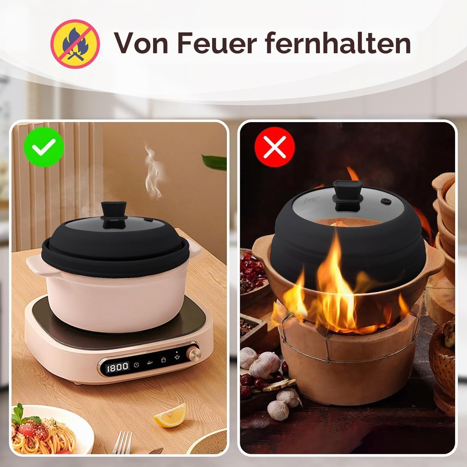Mikrowellen-Abdeckung für Lebensmittel, 27,4 cm, zusammenklappbar, Mikrowellen-Spritzschutz mit Silikongriff für Topf, Teller, Schüssel (Schwarz)
