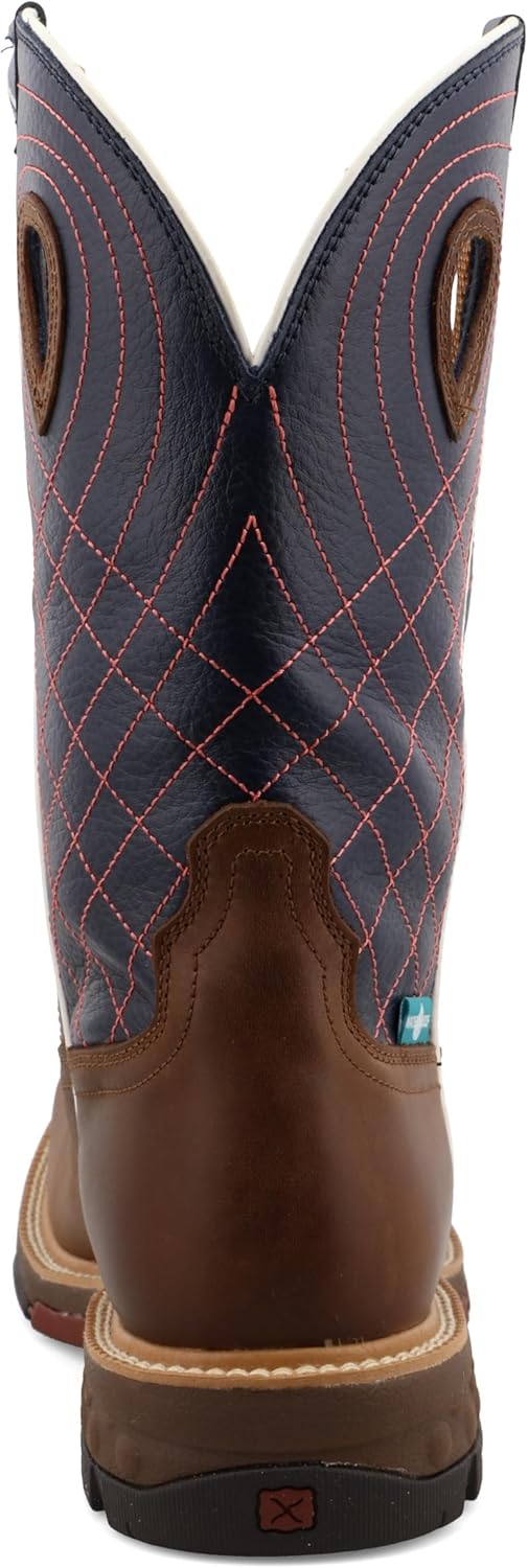 Twisted X Men's 12" Western Work Boot, Mocha & Navy, 9.5 B - Image 3