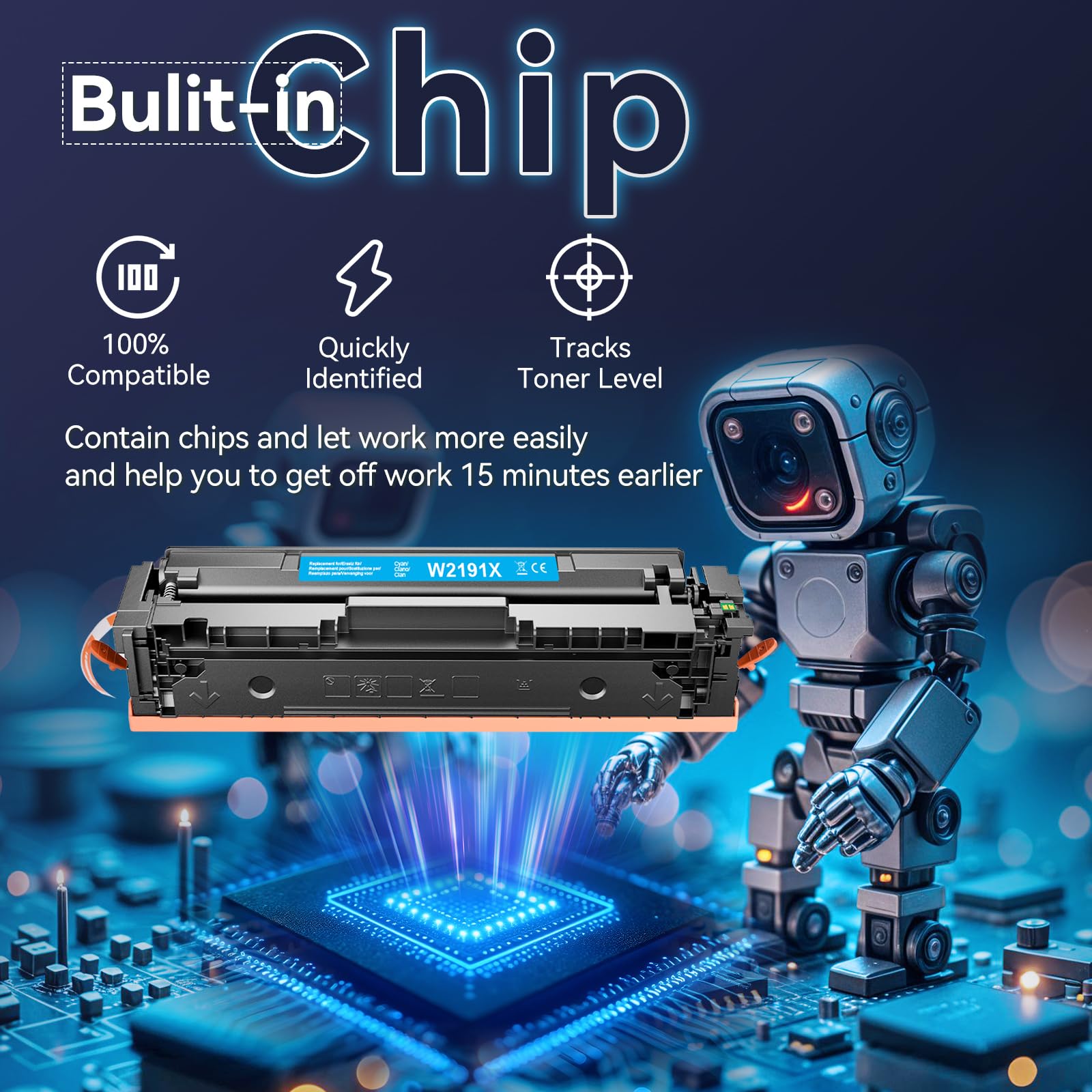 219X (con Chip) Juego de tóner Compatible con HP Color LaserJet Pro MFP 3302FDWG 3302FDW 3302FDW 3302SDW 3302SDWG 3302SDWG 3302FDN 3302FDNG 3202DN 3202DW para W2190X W2191X W2192X W2193X