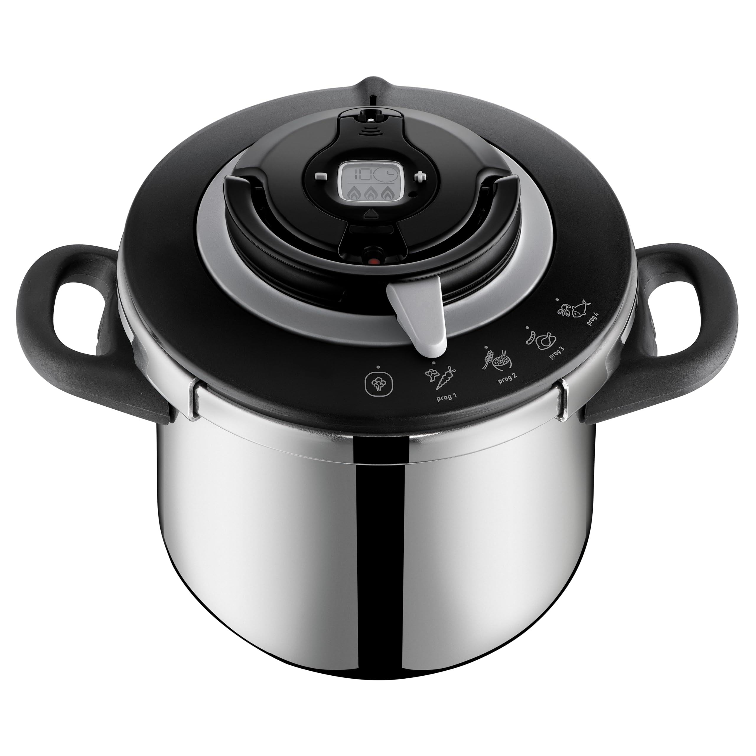 SEB Olla de cocción rápida, 5-8 Personas, inducción, 4 programas de cocción, cocción rápida, Apertura y Cierre de la Tapa con una Sola Mano, Clipso+ Chef 8L, P4551400, Negro