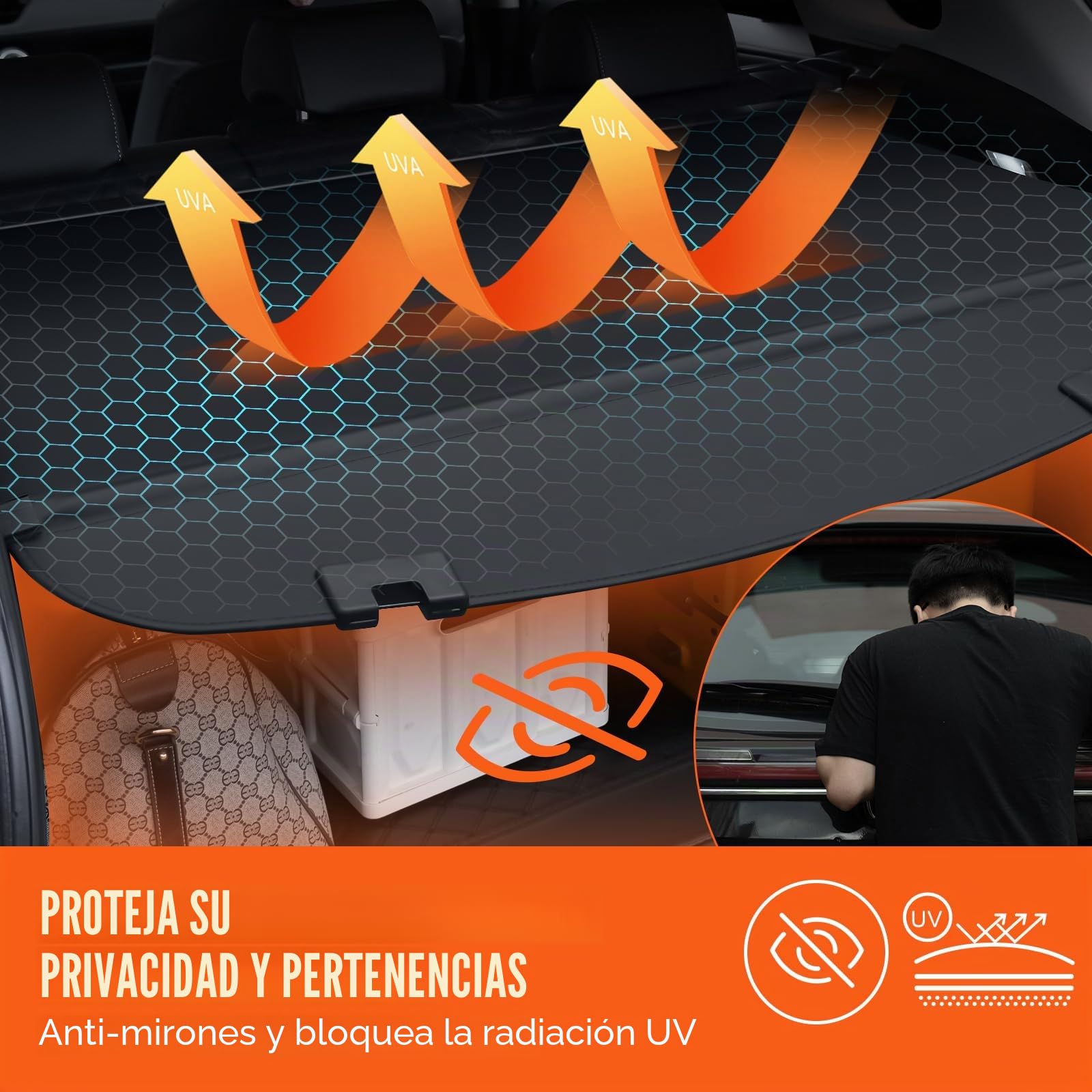VEVOR Funda de Carga Retráctil Impermeable Mejorada, Protección de Seguridad para Mazda CX-5 2017-2025 5 Plazas, Resistente a los Rayos UV con Aleación de Aluminio, PVC, Textura de Cuero