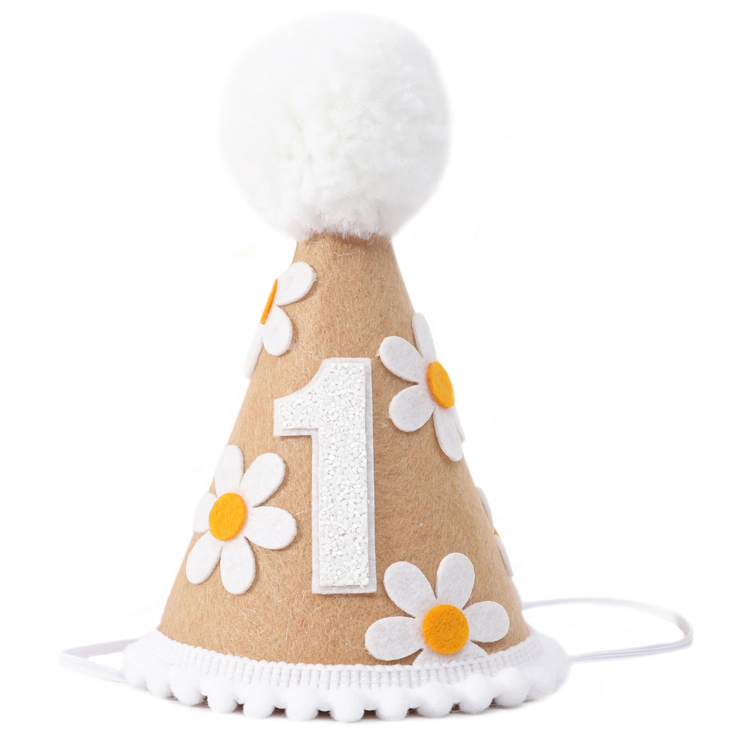 WAWUO Sweet Daisy Themed Birthday Hat - Party Decorations for Baby Girl or Boy's First Birthday
