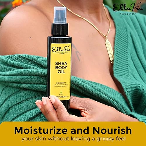 Miniatura 3 de Elle Vie Unscented Shea Body Oil, Shea, Almond, Avocado Body Oil, Essential Hydrating Moisturizer Oil, Natural Massage Body Oil for Skin, (4fl oz.)