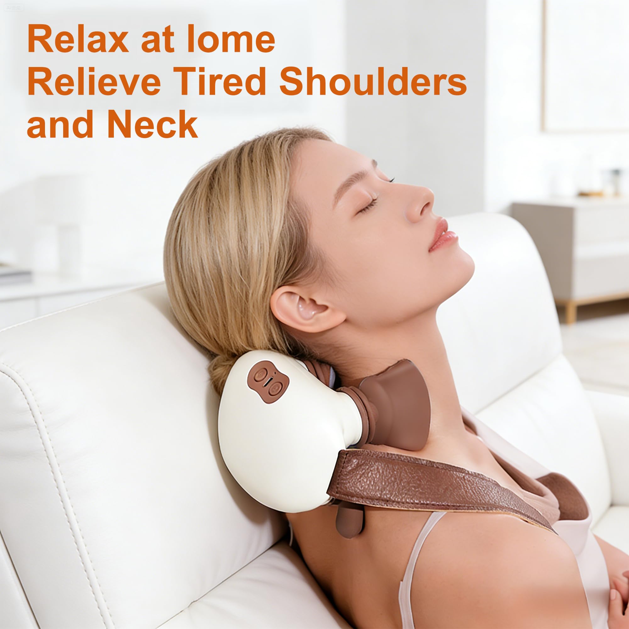 LEERCON Masajeador de cuello y espalda con calor, amasamiento de dedos biónico 3D, almohada de masaje Shiatsu de tejido profundo, portátil para aliviar el dolor, regalo ideal para hombres y mujeres
