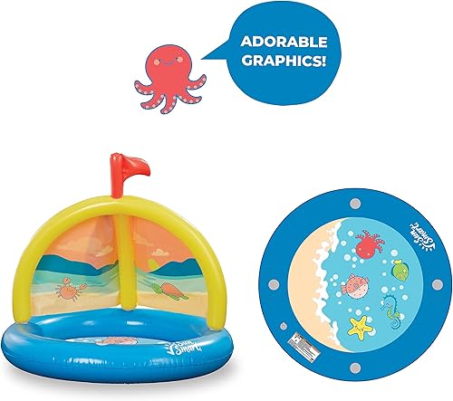 Miniatura 8 de SunSmart Lazy River - Piscina infantil con dos patitos de juguete, piscina inflable para niños con toldo extraíble UPF50, piscina resistente para