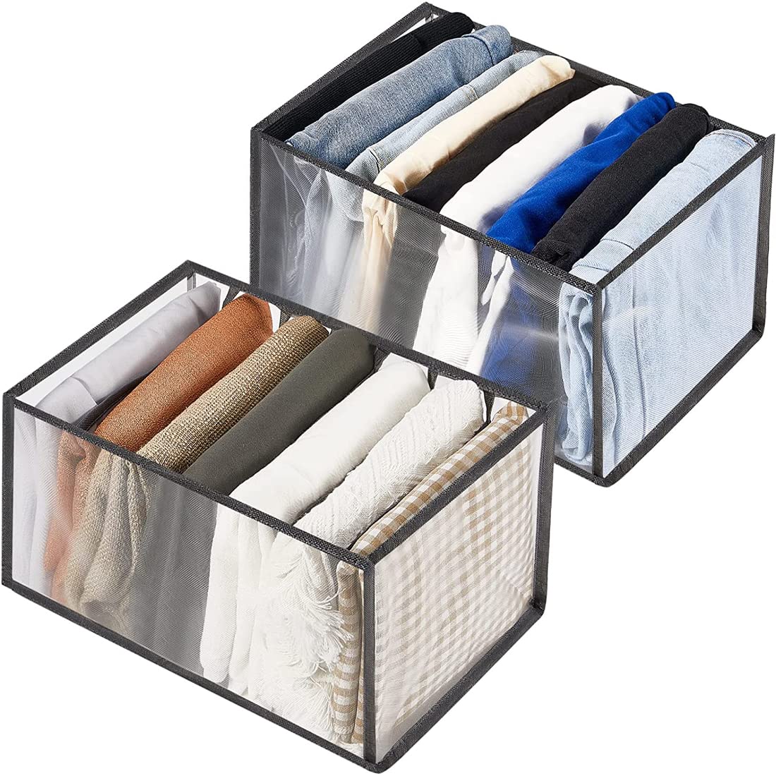 GOOMICK Scatole Porta Abiti Pieghevoli Confezione Da 2 Jeans Grigi Divisori Per Abiti Cassetti Per Vestiti 7 Griglie 9 Griglie Organizzatori Per Cassetti Per Pantaloni Leggings