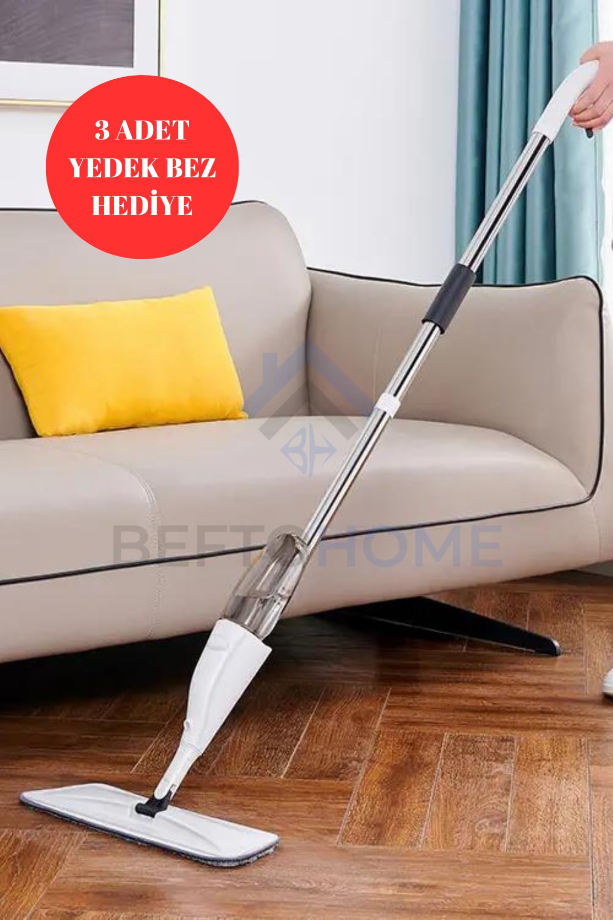 Special brush 白たてがみ【むぎ】 Befto Home 360 Derece Dönebilen Su Püskürtmeli Sprey Paspas