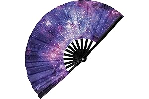 GloFX Skyri Folding Fan - Galaxy - Large Rave Clack Folding Hand Fan for Men/Women