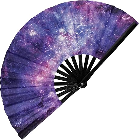 GloFX Skyri Folding Fan - Galaxy - Large Rave Clack Folding Hand Fan for Men/Women