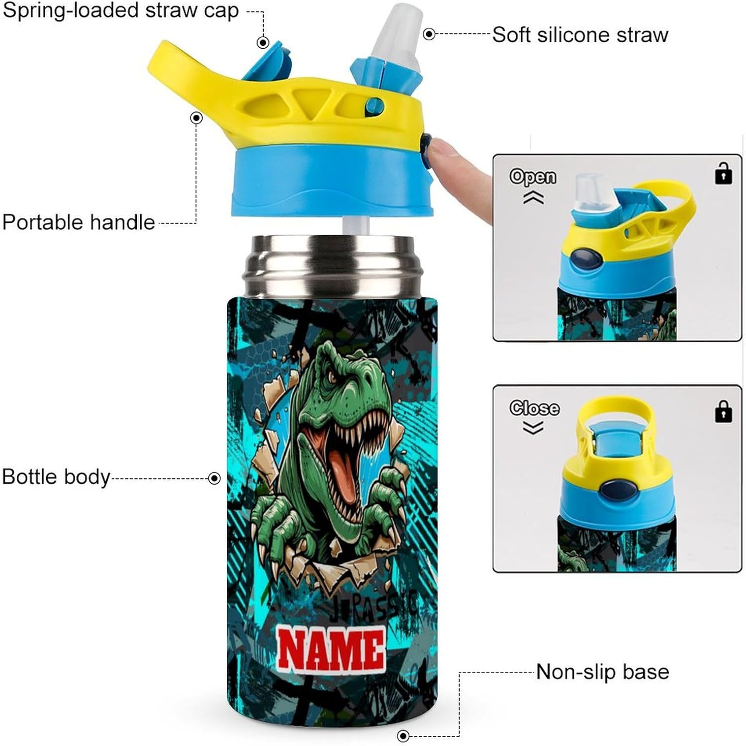 Custom Kids Backpack Set Personalized Name Text Dinosaur Skeleton Camouflage Backpack with Lunch Box Kids Water Bottle Customized Set of 3 School Bookbag