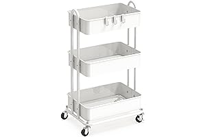 Simple Houseware Heavy Duty 3-Tier Metal Wheel Cart Organizer