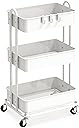 Simple Houseware 3-Tier Heavy Duty Metal Utility Rolling Cart, White