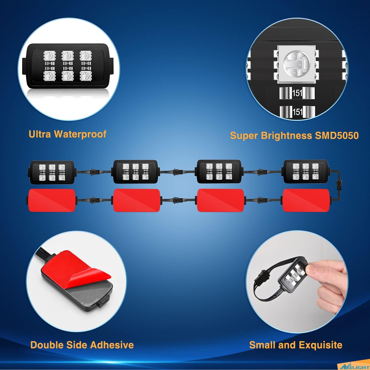 Nilight 8pcs Motorcycle RGB LED Strip Lights Kit Multi-Color Neon Waterproof Atmosphere Lights with RF Wireless Smart Remote Controllers for Harley Davidson Suzuki,2 Years Warranty