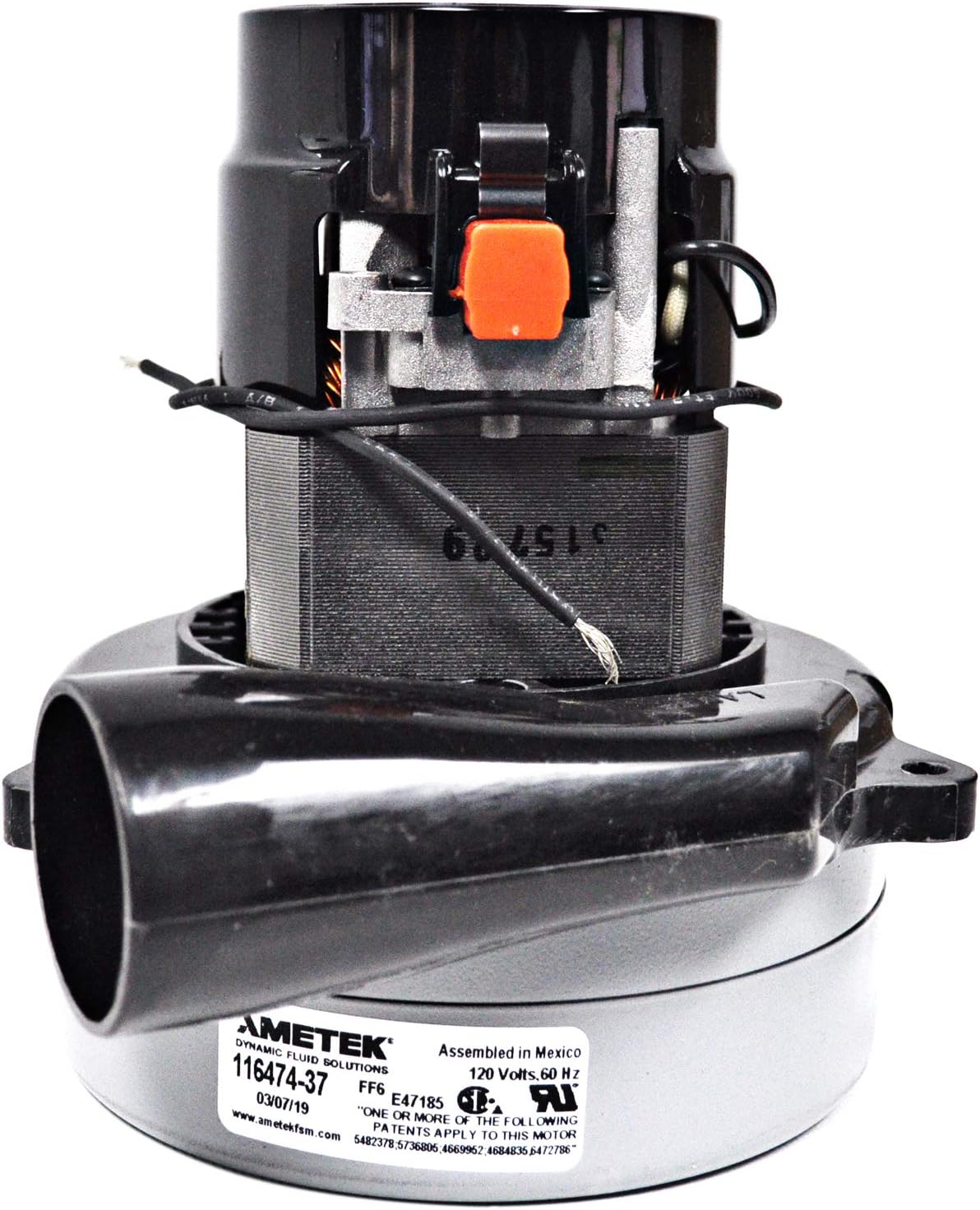 Ametek Lamb 5.7 Inch 120 Volt 2 Stage B/B Tangential Bypass Vacuum Motor 116474-37
