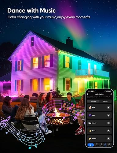 Miniatura 5 de Luces permanentes para exteriores de 100 pies, luz de alero RGBW con 72 luces LED, más de 111 modos de escenas iluminación al aire libre, luz