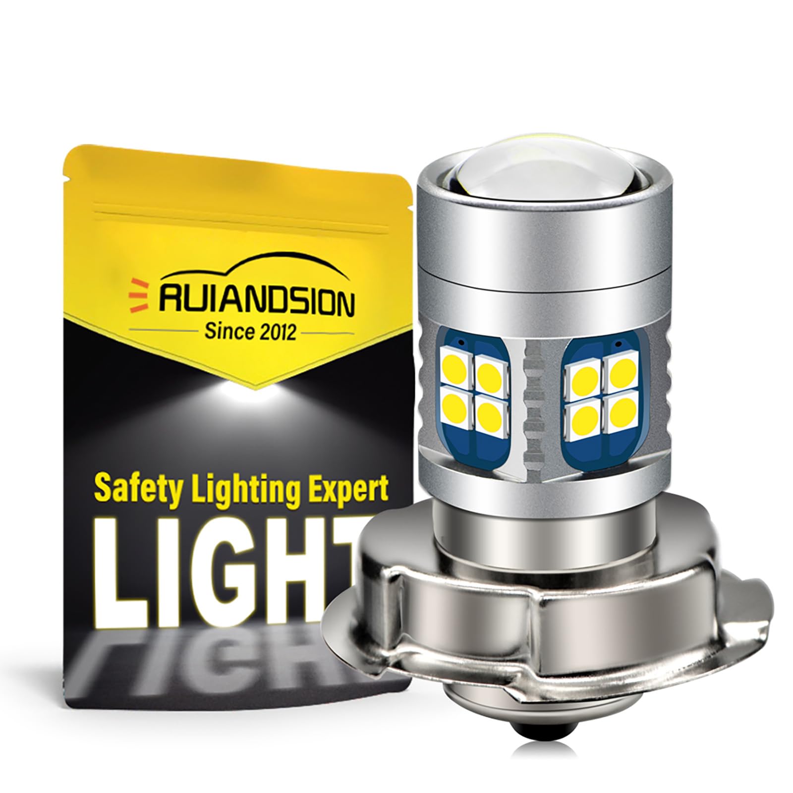 Ruiandsion 1 x żarówka LED P26S DC 6 V, 12 V, 24 V, biała, super jasna, 6000K, 3030, 22SMD, chipy LED, z soczewką do motocykla, reflektorów motocyklowych