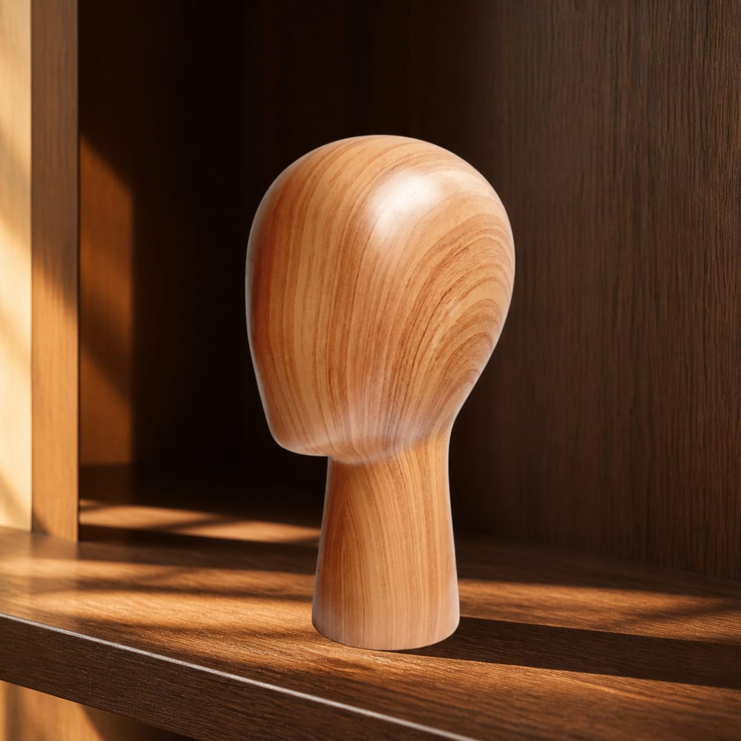 HEAD MANNEQUIN DISPLAY マネキンヘッド ⭐︎未使用品⭐︎ VISTORA Wood-Grain Finish Freestanding Head Mannequin Stable