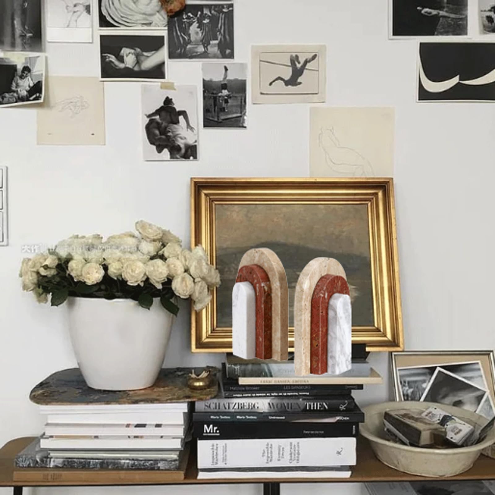 Fermalibri minimalisti in marmo, fermalibri decorativi in stile italiano moderno per ufficio, scrivania, casa, ufficio, decorazione per ufficio