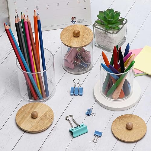 Miniatura 5 de Tbestmax Qtip - Paquete de 4 recipientes dispensadores de bolas de algodón, hisopo de algodón, hilo dental, tarros de plástico transparente de 12