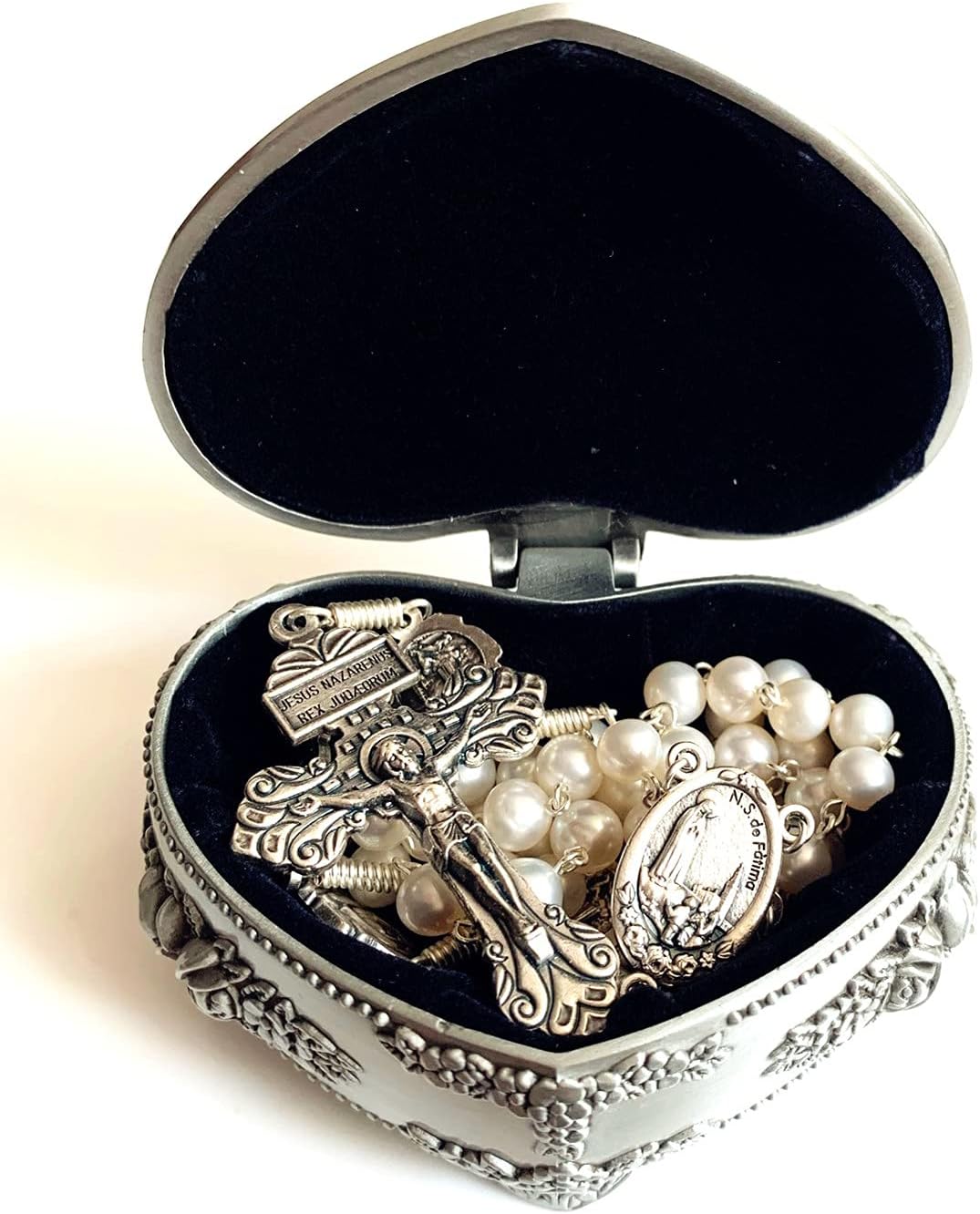 elegantmedical Handmade AAA 7-8MM Real Pearl Beads Our Lady Fatima Rosary Cross Necklace Box case Catholic Gifts - Image 8