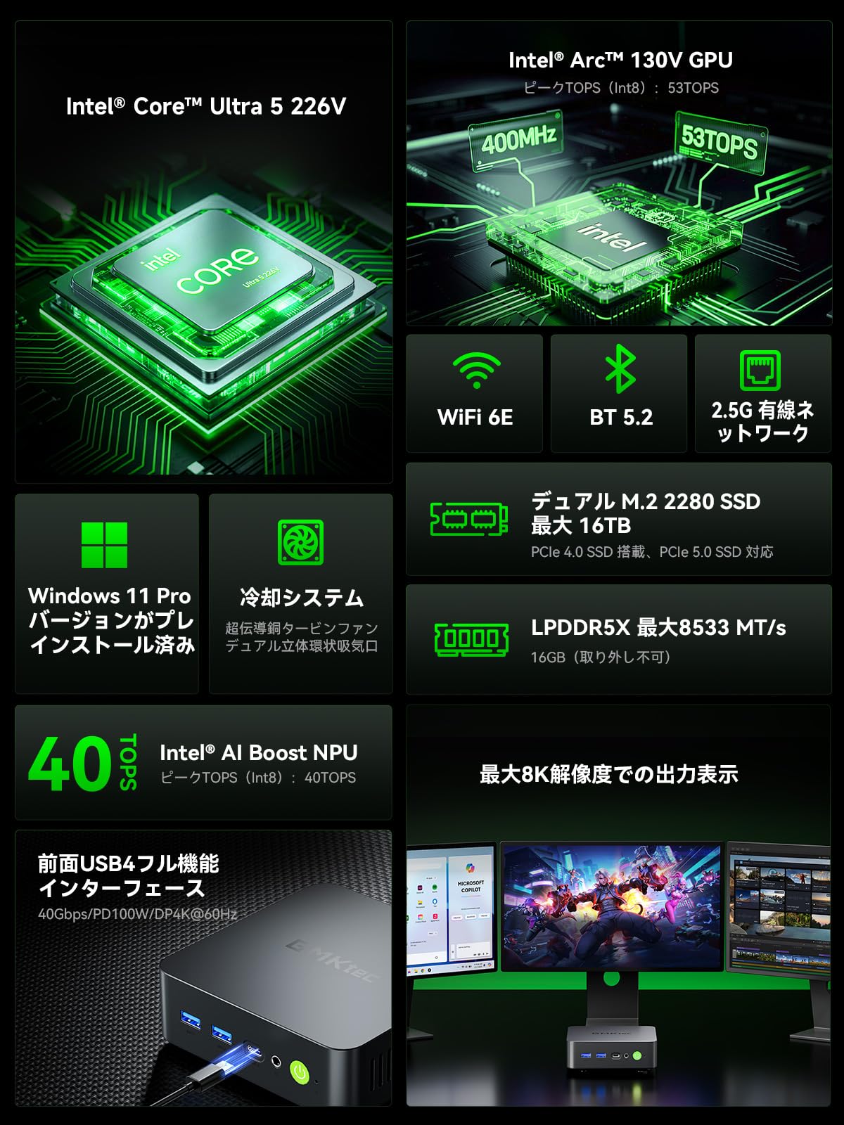 Amazon.co.jp: GMKtec K17 ミニPC Core Ultra5 226V 16GB LPDDR5X