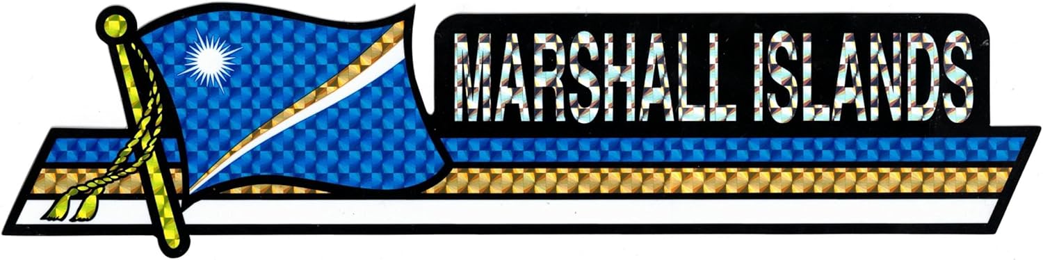 Pack of 24 Marshall Islands Flag 3"x12" Reflective Decal Bumper Sticker DCX-150