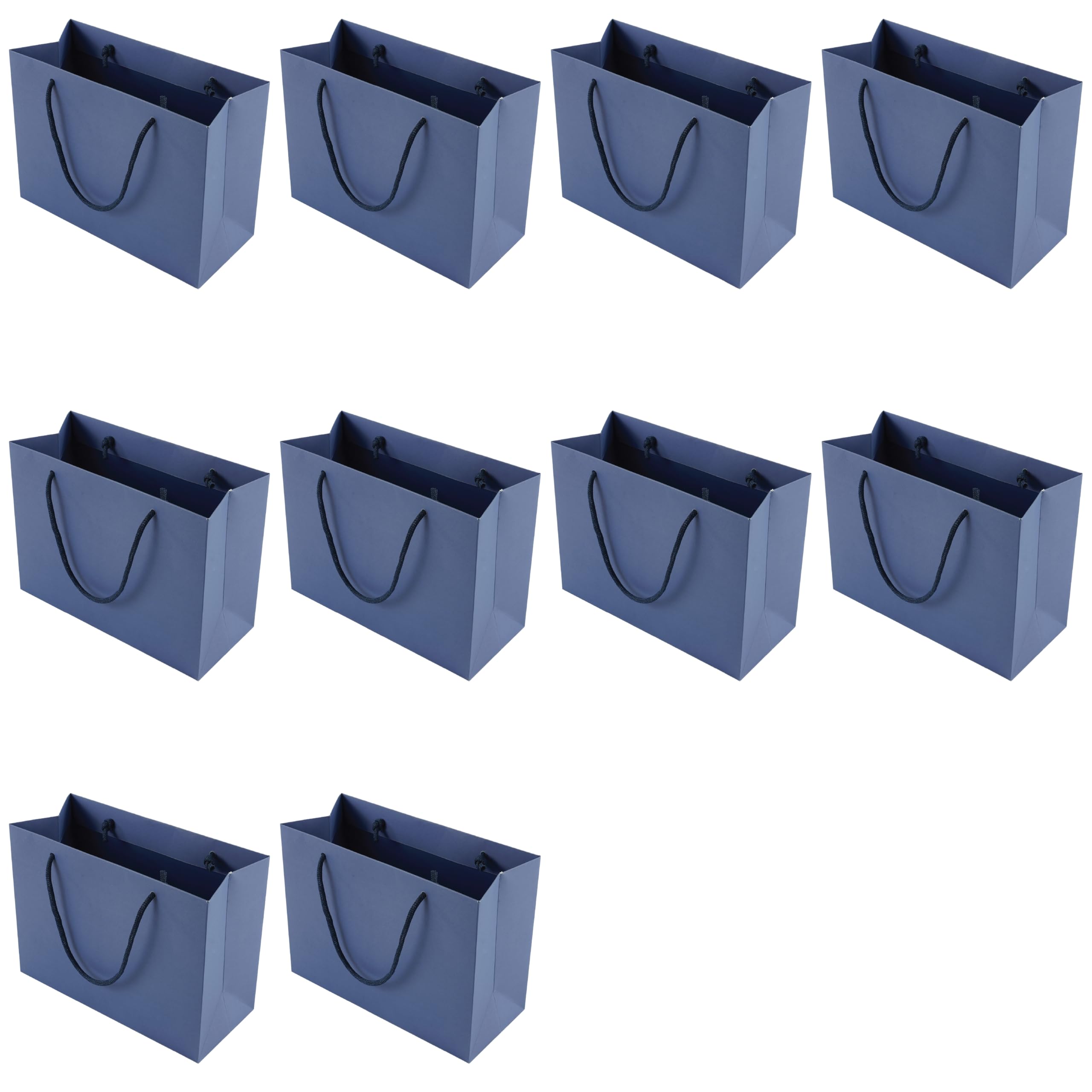 Pack of 10 Medium Twilight Blue Premium Eco Kraft Paper Gift Bags | Wide A5 (25x19x11cm) | Paper Braided Handles | FSC Certified | Plastic Free | Boutique Retail & Gifting