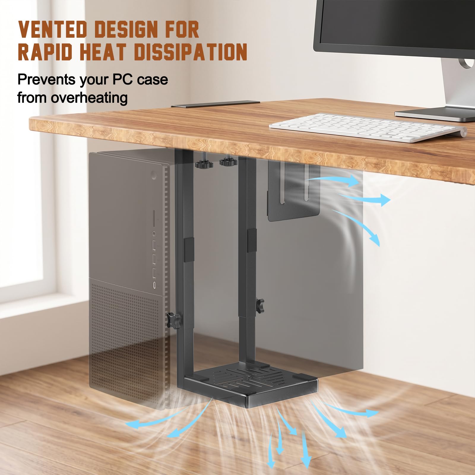 Soporte Torre PC Altura Ajustable, Soporte CPU Sin Agujeros con Almohadillas Protectoras, Soporte Computadora para Oficina en Casa