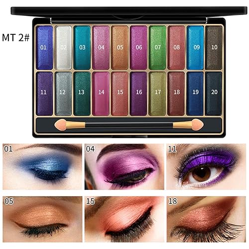 Miniatura 6 de DISAAR Beauty Paleta de sombra de ojos húmedos de 20 colores brillantes con purpurina en polvo de talco dorado 3D, impermeable, tecnología nano