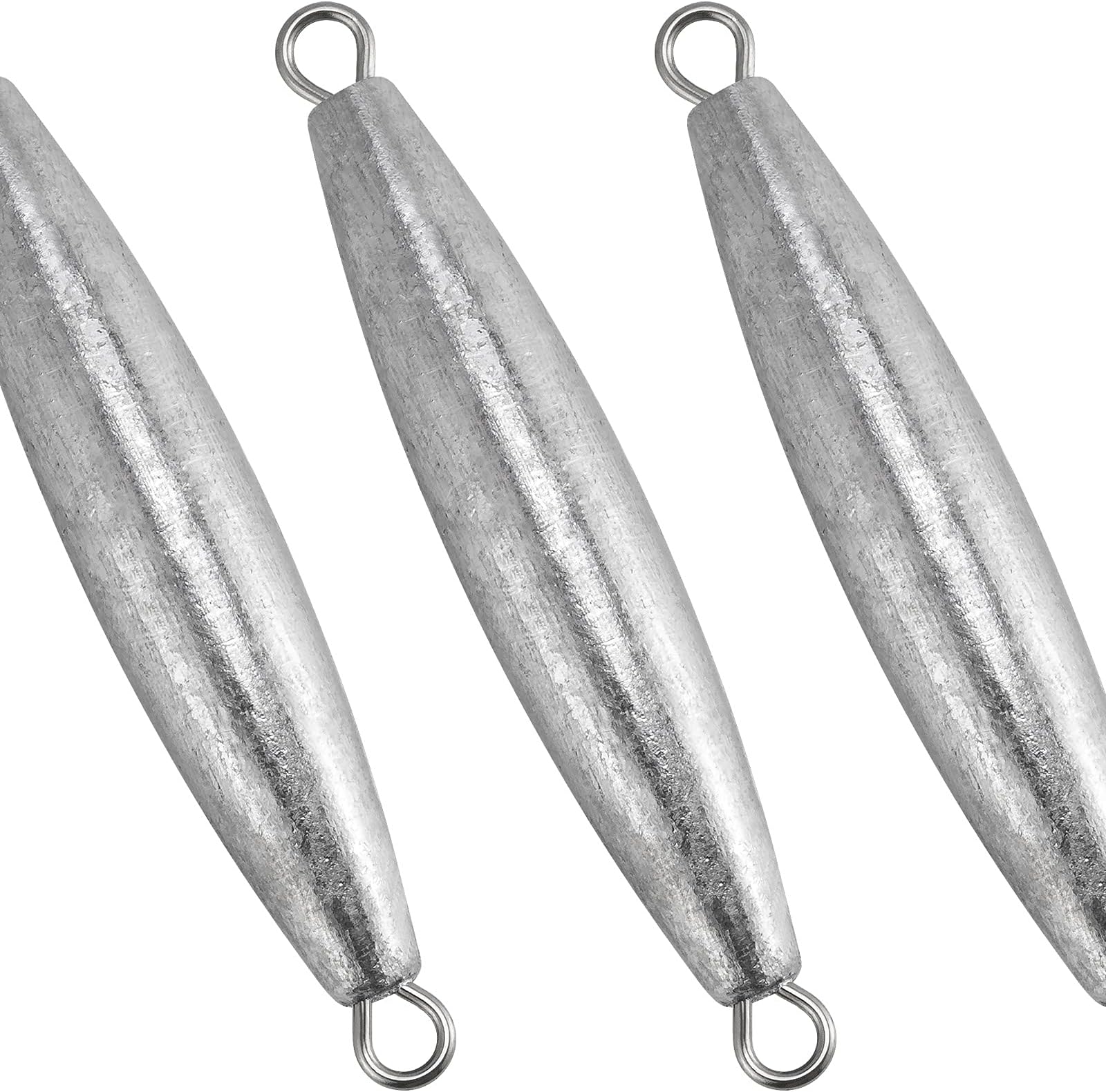 Dr.Fish 5 Pack Inline Trolling Sinker Torpedo Fishing Weight Lead Fishing Weight Sinker Double Ring Saltwater Offshore Boat Fishing