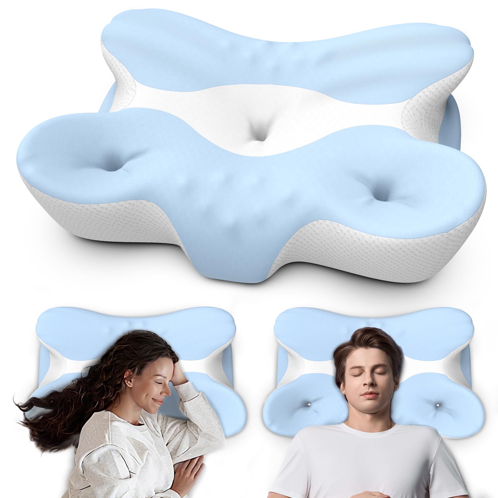 Memory Foam Cervical Pillow for Neck Pain Relief - Ergonomic Contour Pillow for Side Back Stomach Sleepers Orthopedic