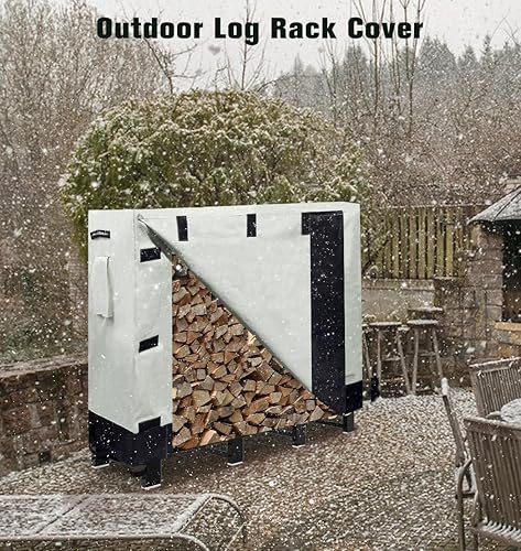 Miniatura 7 de Artibear Cubierta para estante de leña para estante de madera de 4 pies, para interiores y exteriores, resistente a la intemperie, color caqui