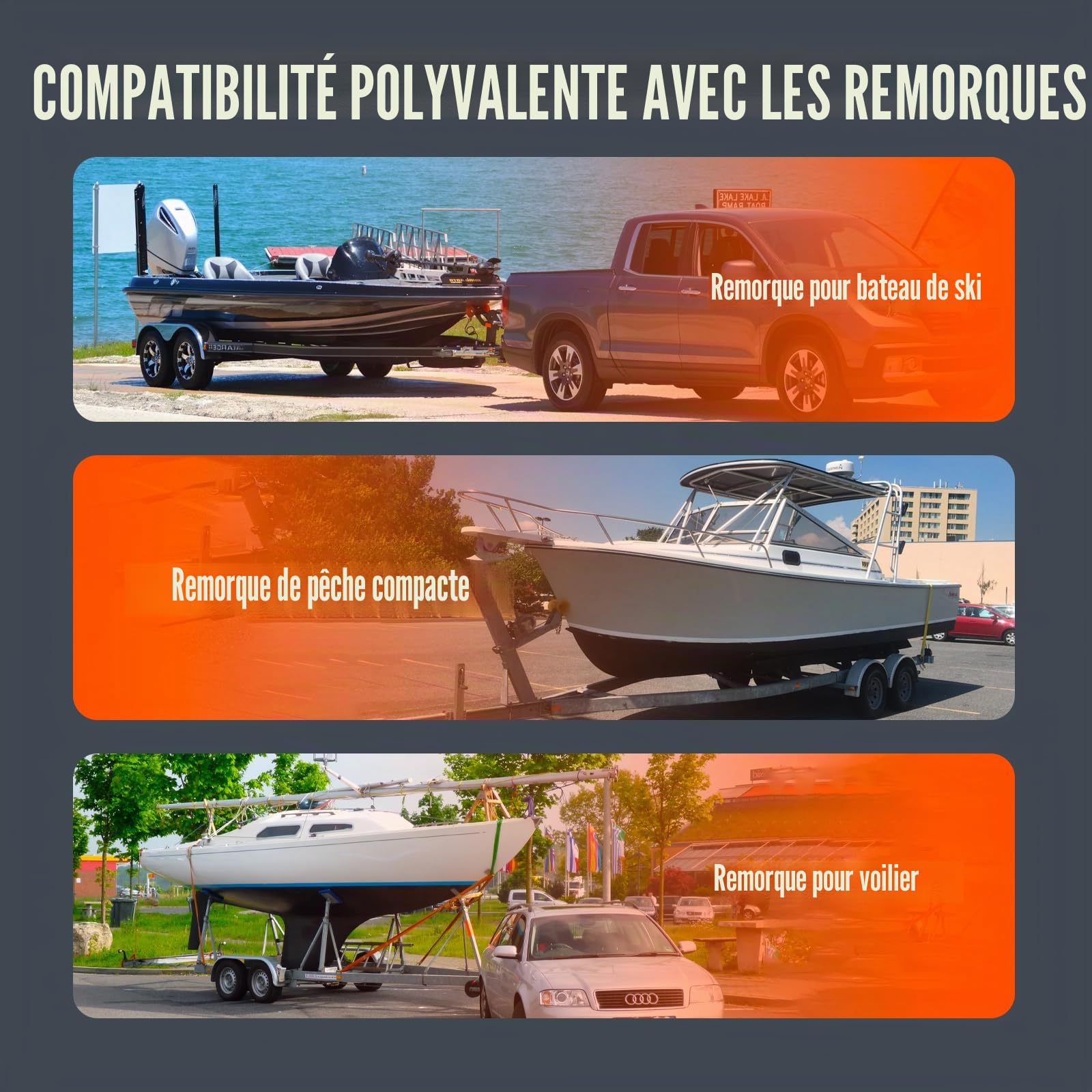 VEVOR Guide de remorque de Bateau, bâtons de Guidage réglables de 52,1 cm, 2 Guides de remorque en Acier galvanisé antirouille pour Bateau de Ski, Bateau de pêche ou remorque à Voile 2024