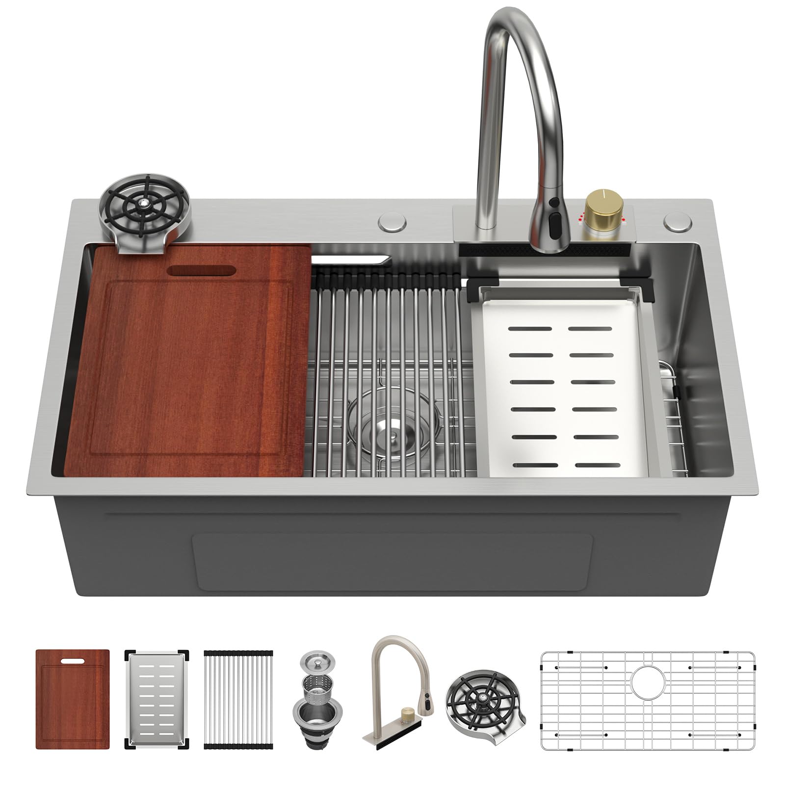 Sarlai Waterfall Kitchen Sink 33x19