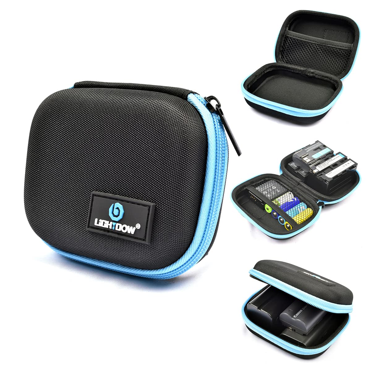 LightdowShockproof Carrying Case Hard Protective EVA Impact/Water Resistant DSLR Battery Holder USB Cable Organizer Earbuds Sleeve Pocket Accessory Zipper Travel Bag