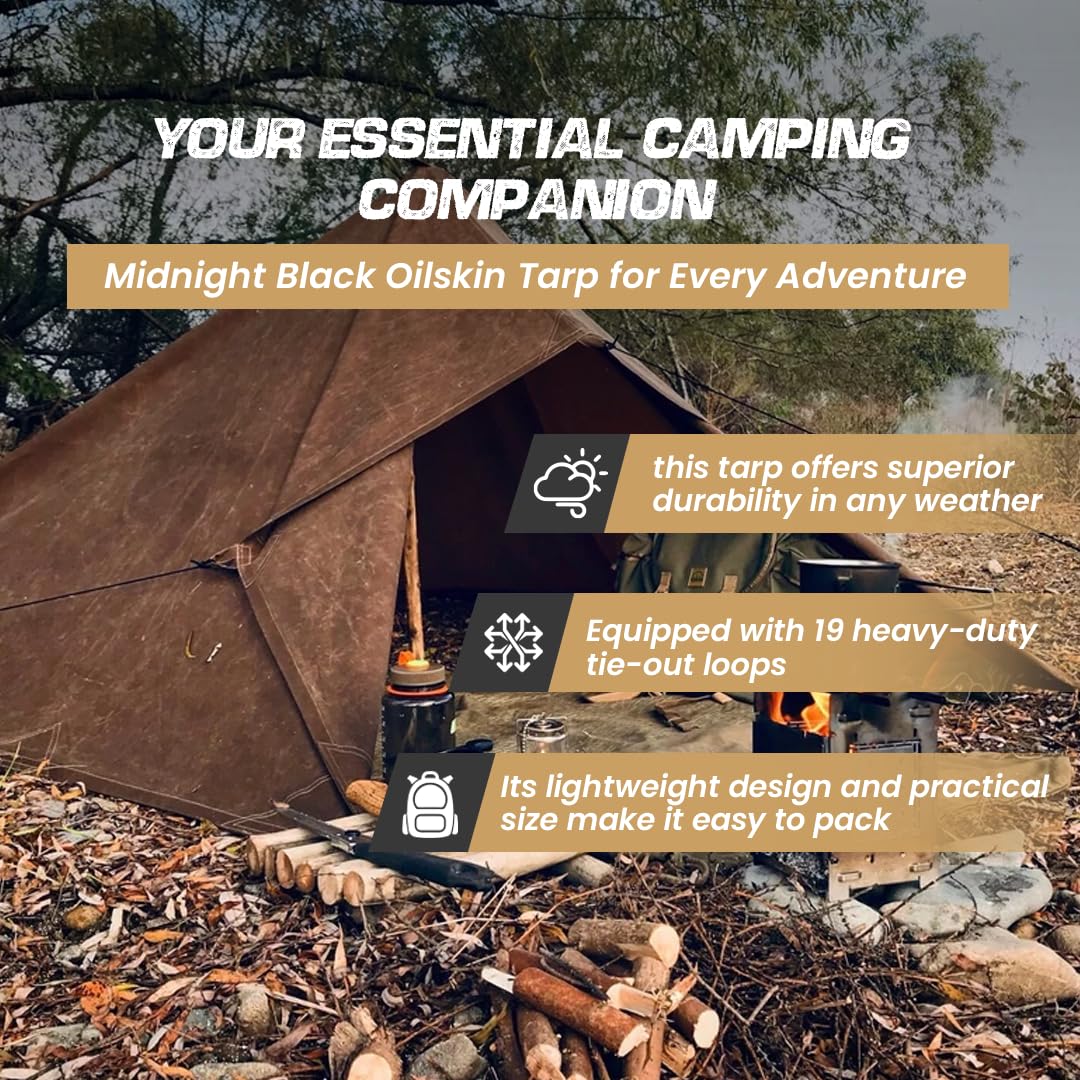 Bâche Toile Cirée 3x3 M – Cire D'abeille – Bushcraft, Glamping – Ultra Résistante