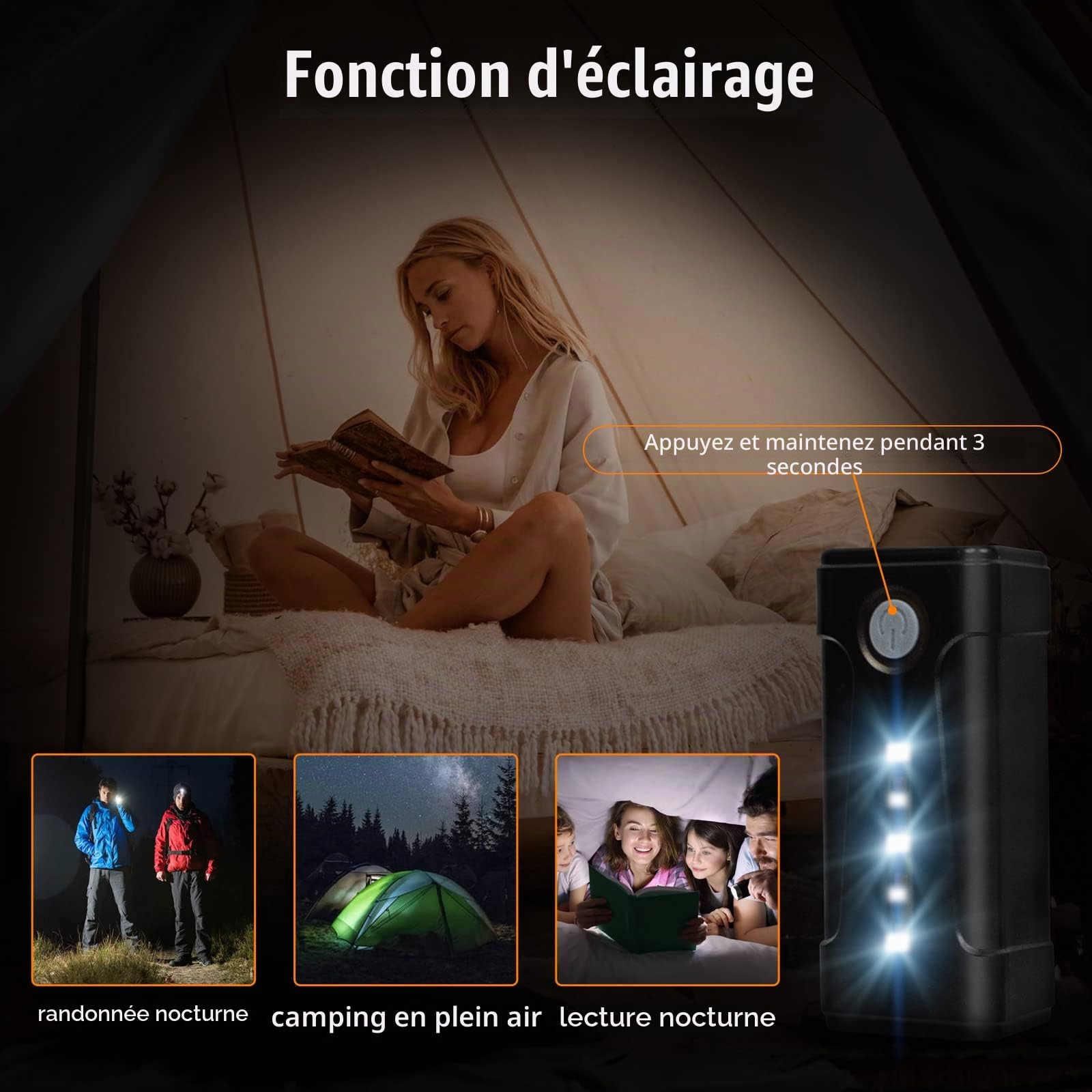 Douche de Camping Portable, lumière LED, Pompe de Douche de Camping, Pompe de Douche Portable, Pompe à Eau de Seau dans Une Pomme de Douche Stable et Douce, pour Le Camping,Voyage,extérieur