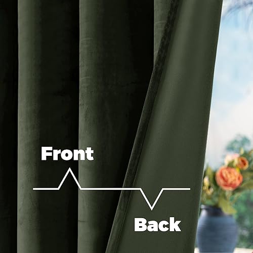 Miniatura 4 de BGment Cortinas de terciopelo verde oliva de 96 pulgadas para sala de estar, cortinas opacas con aislamiento térmico, cortinas de oscurecimiento de