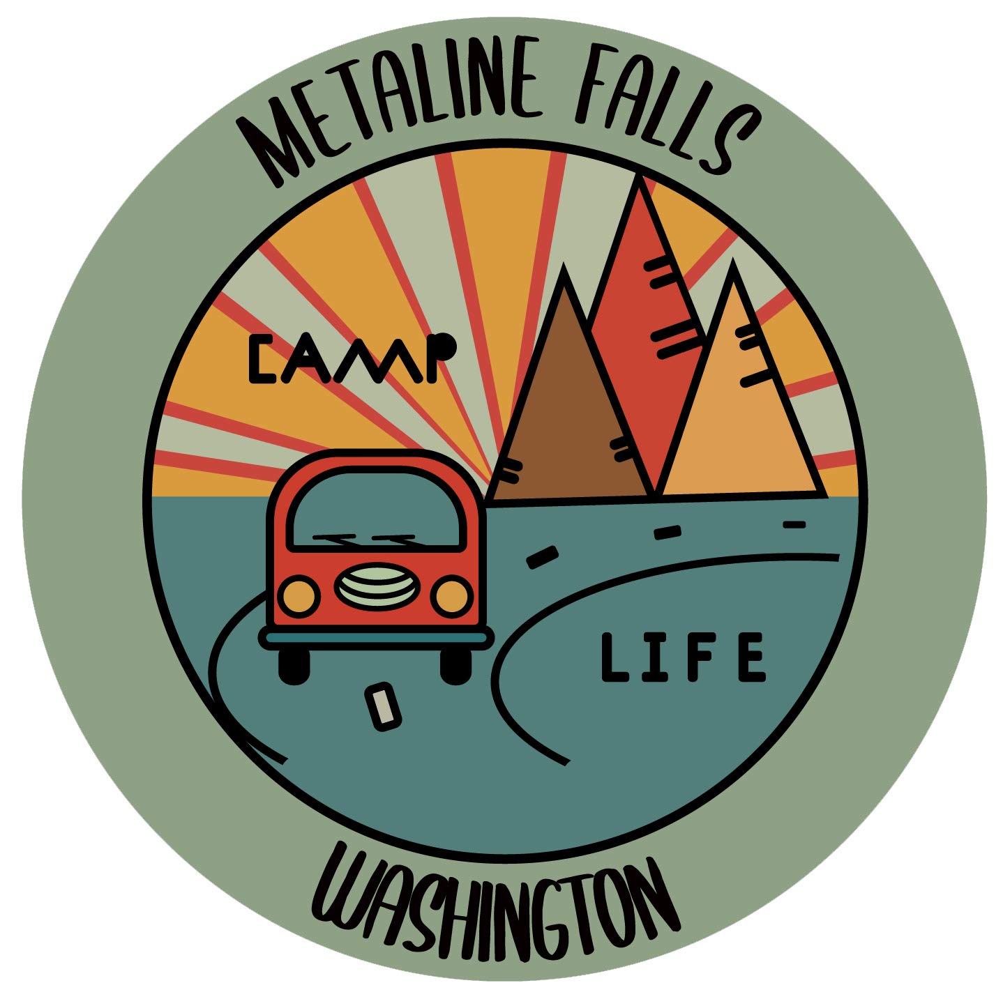 Metaline Falls Washington Souvenir 4 Inch Vinyl Decal Sticker Camping Design