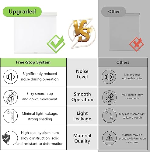Miniatura 14 de AOSKY Persianas enrollables opacas sin cordones para ventanas, persianas de parada libre con cenefa, tela aislante térmica, protección UV, persianas