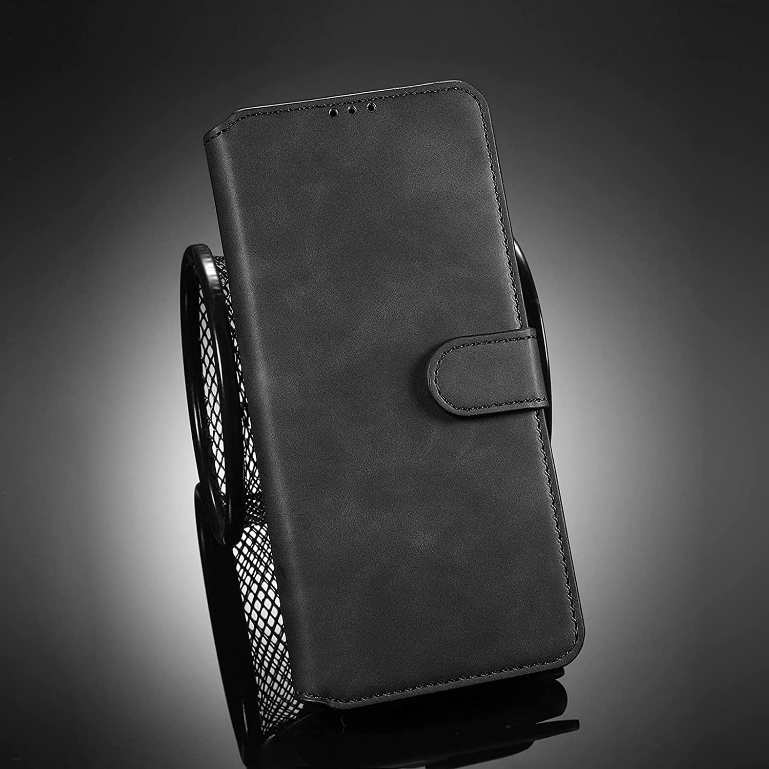 KANUZ Funda para iPhone 13/13 Mini/13 Pro/13 Pro Max, cartera de cuero libro Flip Folio Stand View Cover cierre magnético con ranuras para tarjetas con bloqueo RFID (color: Svart, tamaño: 13pro 6.1")