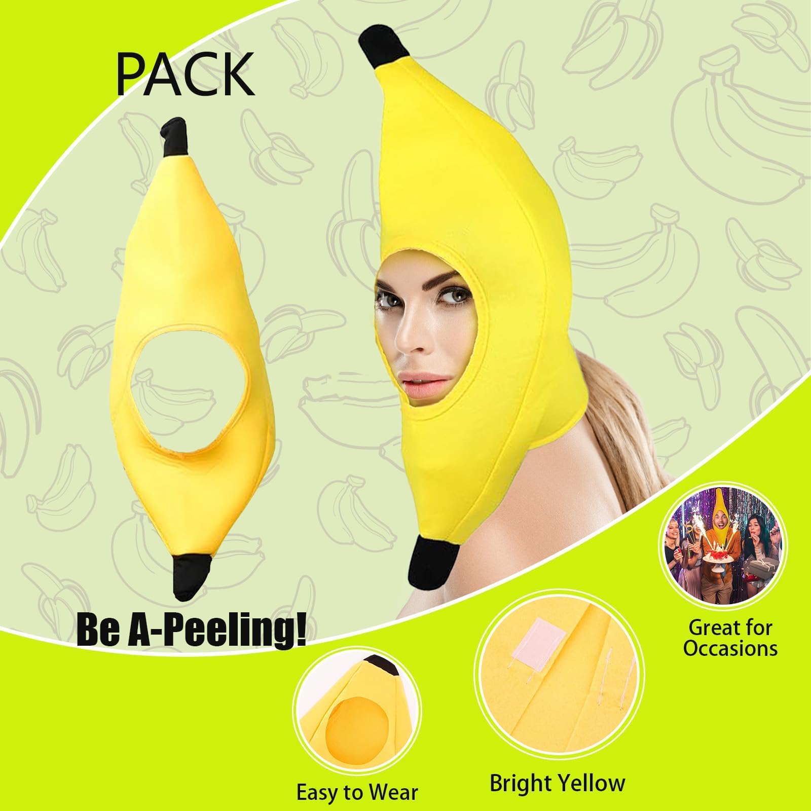 XLTXWD Banana Hat, Kids Banana Costume, Banana Costume Great for Stag Nights Pub Crawls Yellow Hat Accessory (Headgear + necklace) - Image 3