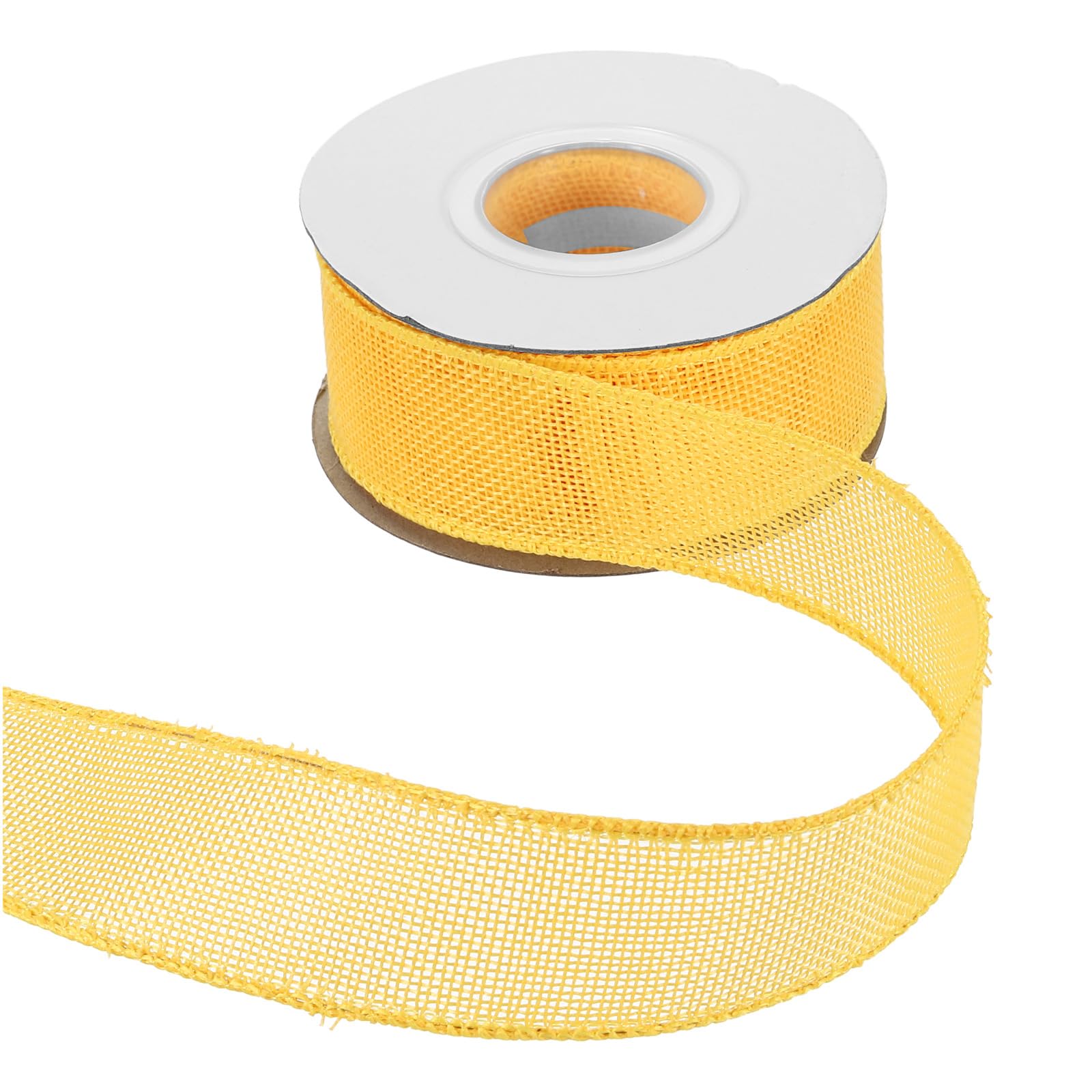 sourcing map Burlap Wired Ribbon 1-1/2" x 10 Yards Wired Edge Ribbon Cross Linen Woven Strap for Big Bow Wreath Holiday Parties Home and Outdoor Decoration, Yellow — image 1