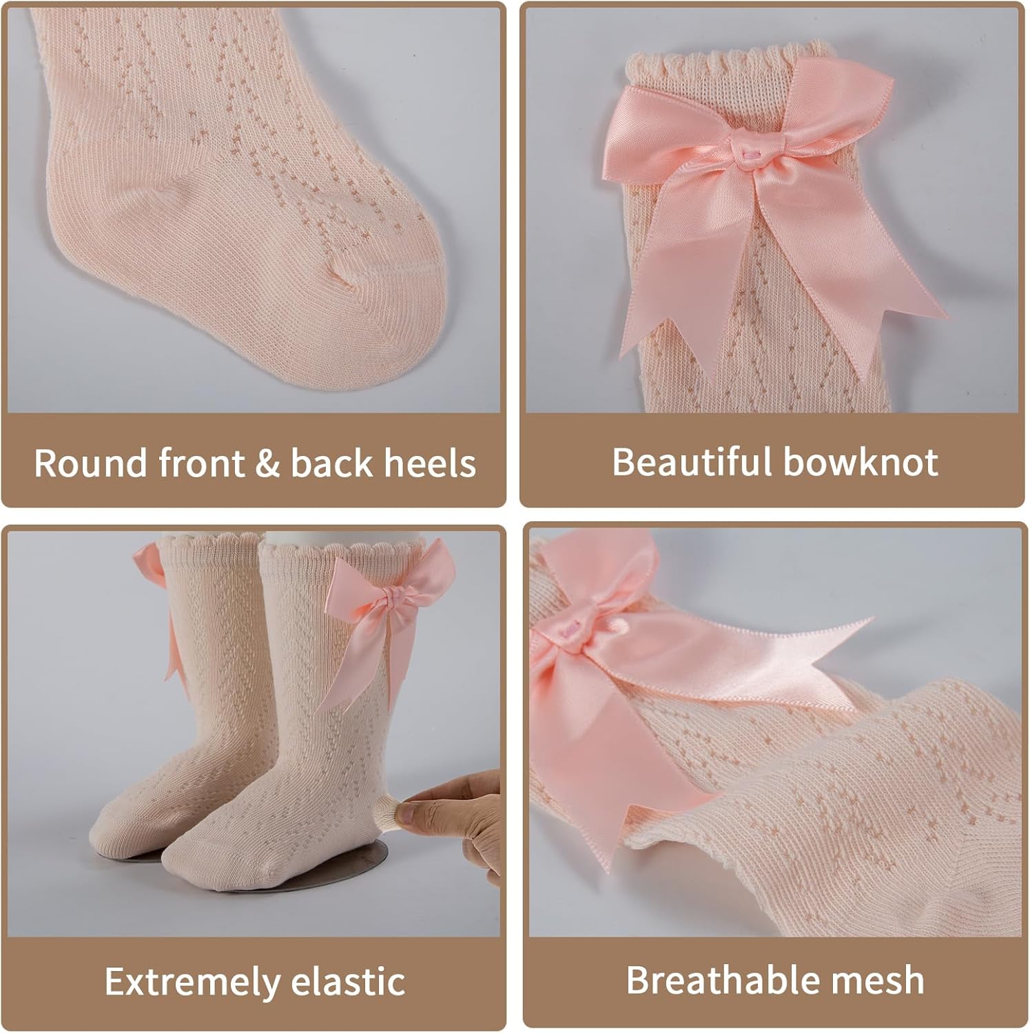 Baby Girls Knee High Socks Infants Toddlers Mesh Long Stockings Bow Ruffle Long Socks Dress Sock for Spring Summer - Image 5