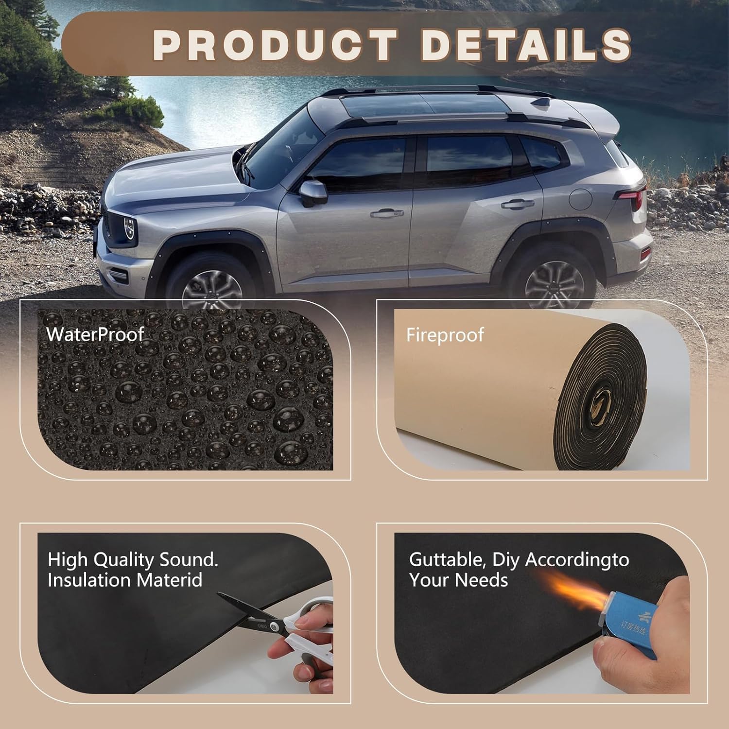 37 Sqft Sound Deadening Material for Cars, 158 mil (4 mm) 14"X394" Car Sound Deadening Closed Cell Foam, Car Mat Deadener Insulation Dampening, PE Foam Sound Deadener Material & Heat Barrier