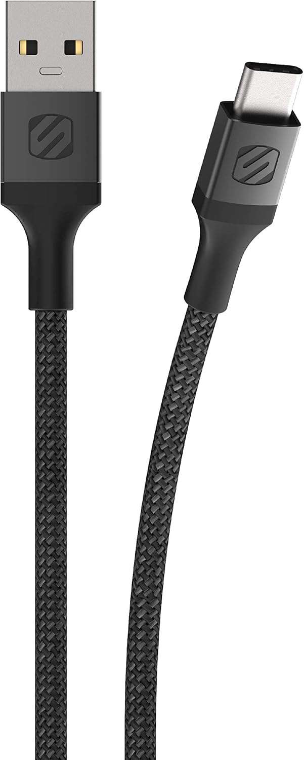 SCOSCHE CAB10SG Strikeline Premium USB to Type-C Sync Braided Charging Cable, 10 Feet, Space Gray