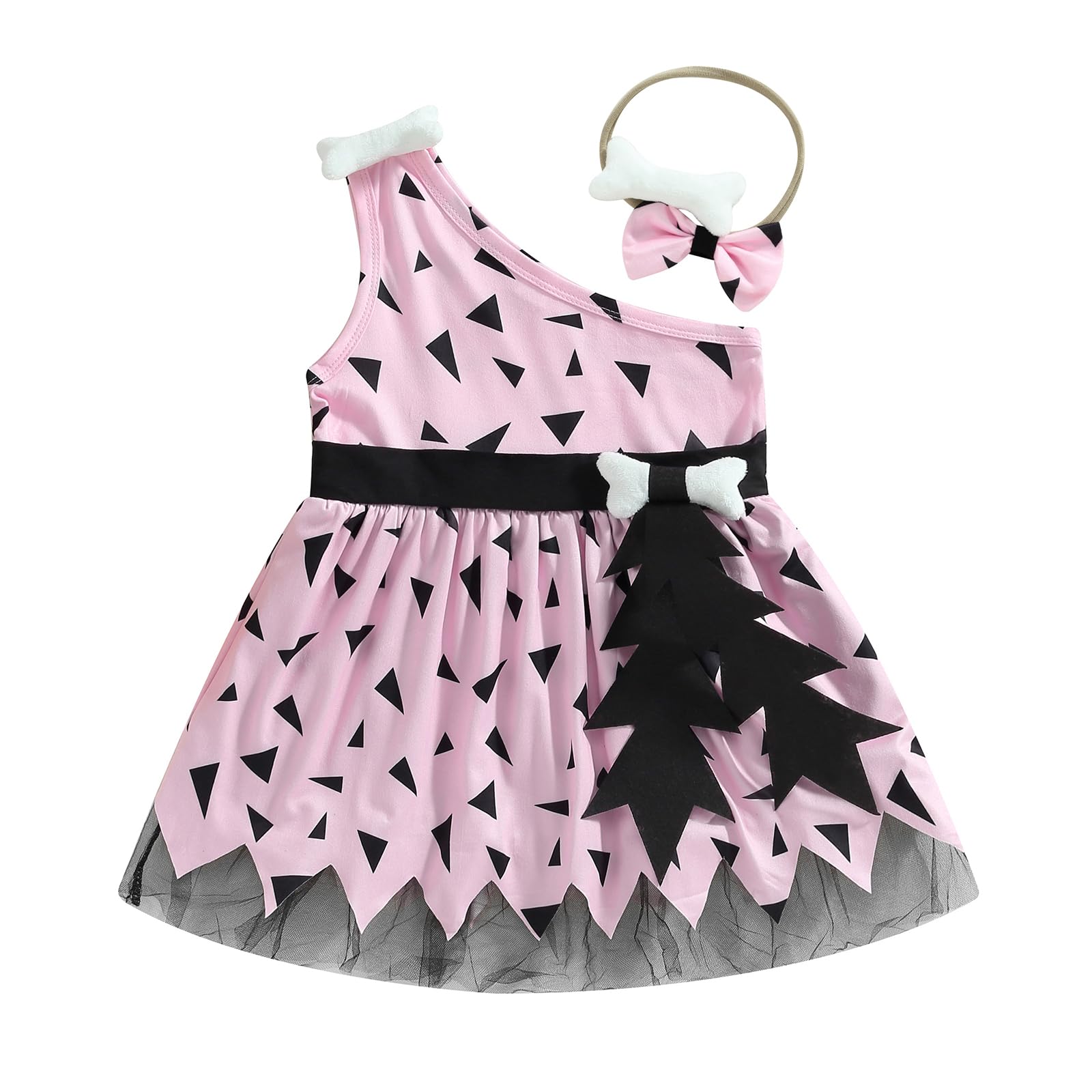Nsywmzy Halloween Girls Caveman Costume 1-12T Historical Stone Age Birthday Outfits Cosplay Tutu Dress Party Photo Shoot (Pink 3, 3-4T)