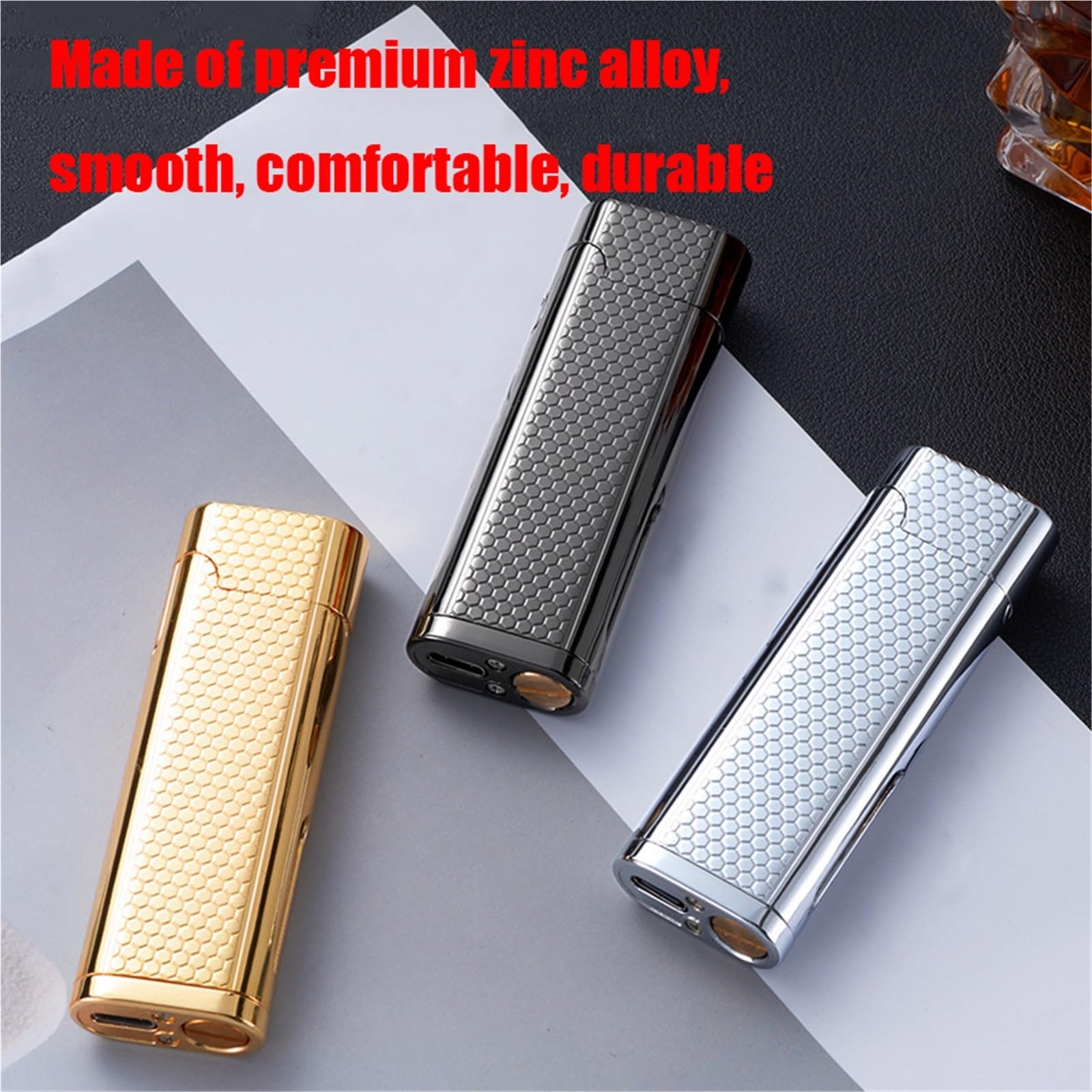 Encendedor de queroseno con control de voz, cuatro modos de encendido, elegante cuerpo de metal, luces coloridas, perfecto para regalos y coleccionables