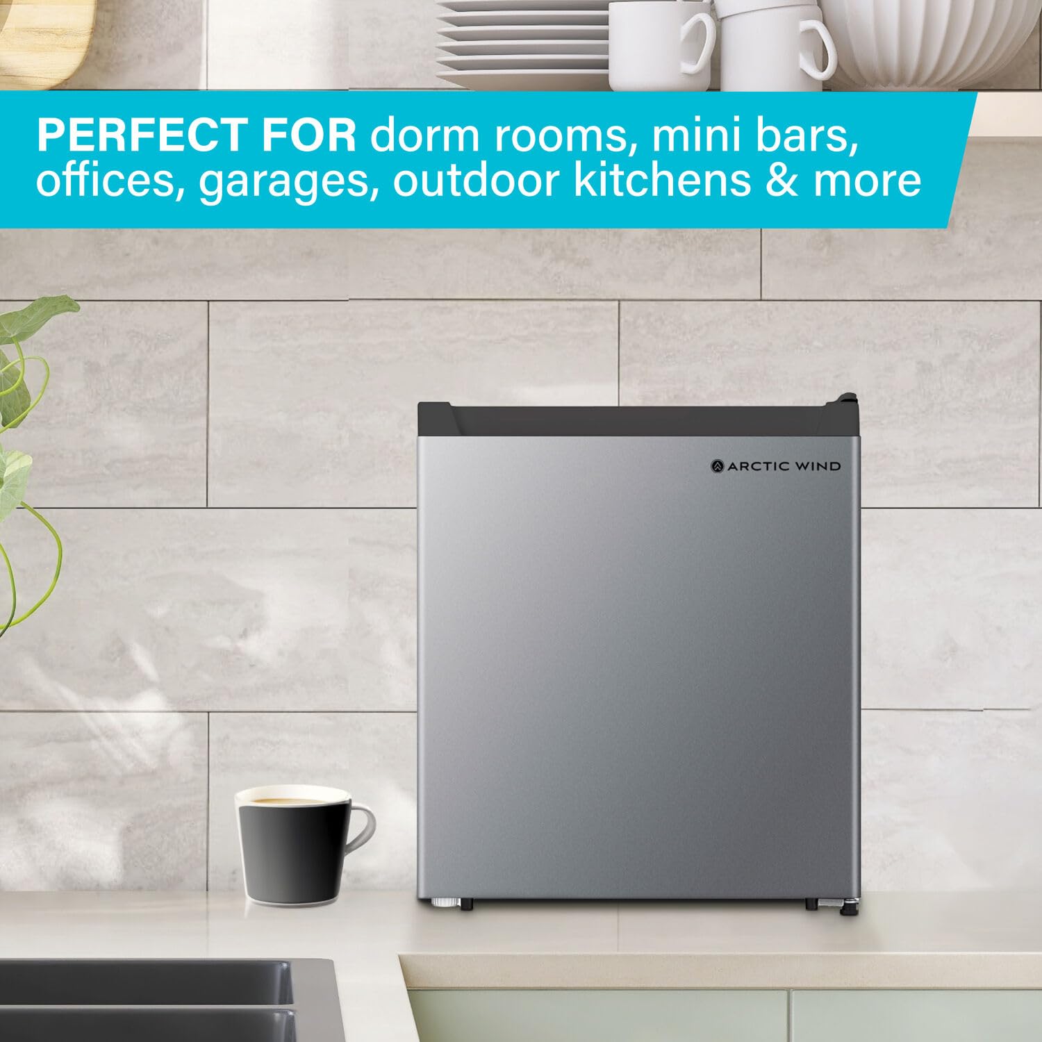 Arctic Wind Energy Star 1.6-Cu. Ft. Compact Refrigerator With Freezer Compartment, Drink And Snack Mini Fridge For Bedroom, Dorm Room, Office In Silver on Fridge.com - View 5